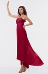 ColsBM Libby Dark Red Romantic Empire Chiffon Tea Length Ruffles Bridesmaid Dresses