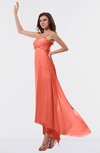 ColsBM Libby Fusion Coral Romantic Empire Chiffon Tea Length Ruffles Bridesmaid Dresses