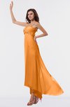 ColsBM Libby Orange Romantic Empire Chiffon Tea Length Ruffles Bridesmaid Dresses