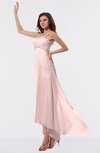 ColsBM Libby Pastel Pink Romantic Empire Chiffon Tea Length Ruffles Bridesmaid Dresses