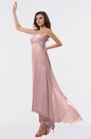 ColsBM Libby Silver Pink Romantic Empire Chiffon Tea Length Ruffles Bridesmaid Dresses