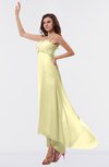 ColsBM Libby Soft Yellow Romantic Empire Chiffon Tea Length Ruffles Bridesmaid Dresses