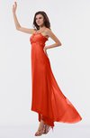 ColsBM Libby Tangerine Tango Romantic Empire Chiffon Tea Length Ruffles Bridesmaid Dresses