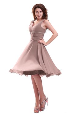 ColsBM Marina Blush Pink Informal Zipper Chiffon Knee Length Sequin Bridesmaid Dresses