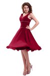 ColsBM Marina Dark Red Informal Zipper Chiffon Knee Length Sequin Bridesmaid Dresses