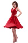 ColsBM Marina Red Informal Zipper Chiffon Knee Length Sequin Bridesmaid Dresses