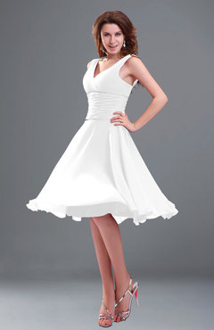 ColsBM Marina White Informal Zipper Chiffon Knee Length Sequin Bridesmaid Dresses