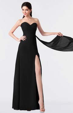 ColsBM Vivian Black Modern A-line Sleeveless Backless Split-Front Bridesmaid Dresses