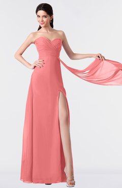 ColsBM Vivian Coral Modern A-line Sleeveless Backless Split-Front Bridesmaid Dresses