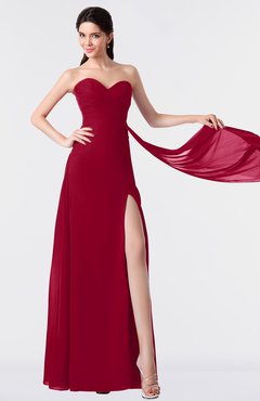 ColsBM Vivian Dark Red Modern A-line Sleeveless Backless Split-Front Bridesmaid Dresses