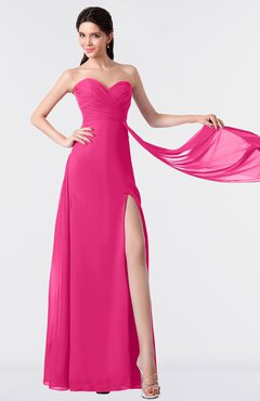 ColsBM Vivian Fandango Pink Modern A-line Sleeveless Backless Split-Front Bridesmaid Dresses
