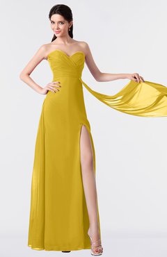 ColsBM Vivian Lemon Curry Modern A-line Sleeveless Backless Split-Front Bridesmaid Dresses