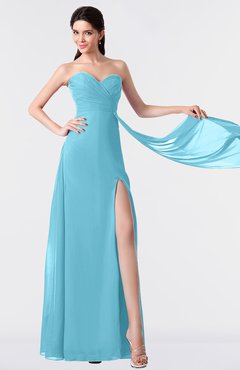 ColsBM Vivian Light Blue Modern A-line Sleeveless Backless Split-Front Bridesmaid Dresses