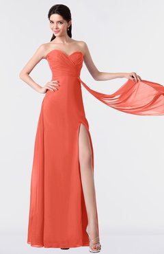 ColsBM Vivian Living Coral Modern A-line Sleeveless Backless Split-Front Bridesmaid Dresses
