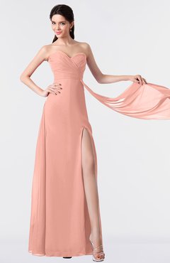 ColsBM Vivian Peach Modern A-line Sleeveless Backless Split-Front Bridesmaid Dresses