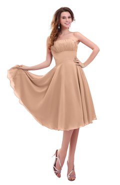 ColsBM Lena Almost Apricot Plain Strapless Zip up Knee Length Pleated Prom Dresses