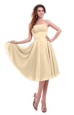 ColsBM Lena Apricot Gelato Plain Strapless Zip up Knee Length Pleated Prom Dresses