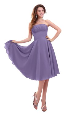 ColsBM Lena Chalk Violet Plain Strapless Zip up Knee Length Pleated Prom Dresses