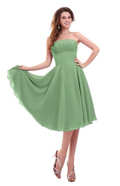 ColsBM Lena Fair Green Plain Strapless Zip up Knee Length Pleated Prom Dresses