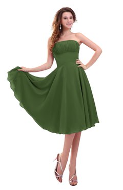 ColsBM Lena Garden Green Plain Strapless Zip up Knee Length Pleated Prom Dresses