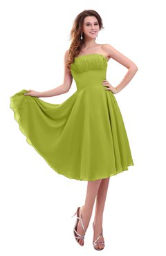 ColsBM Lena Green Oasis Plain Strapless Zip up Knee Length Pleated Prom Dresses