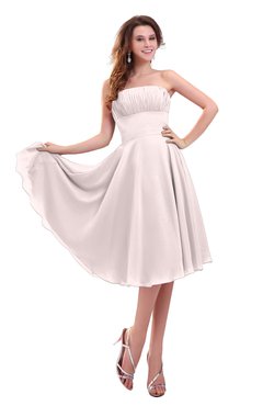ColsBM Lena Light Pink Plain Strapless Zip up Knee Length Pleated Prom Dresses