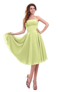 ColsBM Lena Lime Green Plain Strapless Zip up Knee Length Pleated Prom Dresses