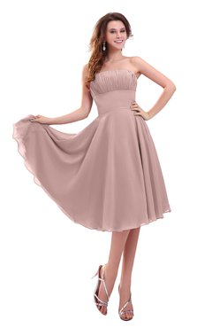 ColsBM Lena Nectar Pink Plain Strapless Zip up Knee Length Pleated Prom Dresses