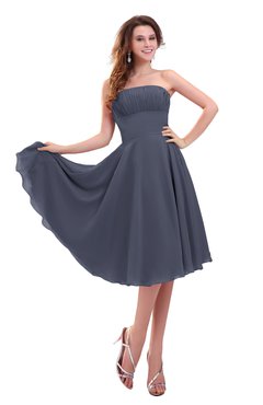 ColsBM Lena Nightshadow Blue Plain Strapless Zip up Knee Length Pleated Prom Dresses