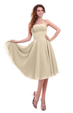 ColsBM Lena Novelle Peach Plain Strapless Zip up Knee Length Pleated Prom Dresses