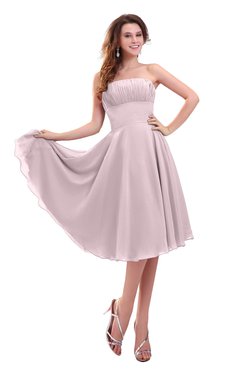 ColsBM Lena Pale Lilac Plain Strapless Zip up Knee Length Pleated Prom Dresses
