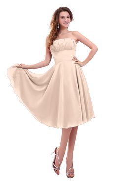ColsBM Lena Peach Puree Plain Strapless Zip up Knee Length Pleated Prom Dresses