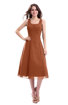 ColsBM Annabel Bombay Brown Simple A-line Chiffon Tea Length Pleated Cocktail Dresses
