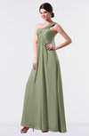 ColsBM Nayeli Moss Green Plain Empire Sleeveless Zip up Floor Length Pleated Bridesmaid Dresses