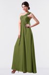 ColsBM Nayeli Olive Green Plain Empire Sleeveless Zip up Floor Length Pleated Bridesmaid Dresses