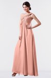 ColsBM Nayeli Peach Plain Empire Sleeveless Zip up Floor Length Pleated Bridesmaid Dresses