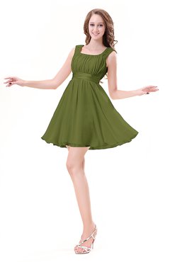 ColsBM Genesis Olive Green Elegant Scoop Sleeveless Zipper Chiffon Bridesmaid Dresses