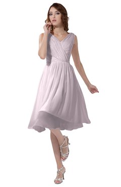 ColsBM Alexis Blush Simple A-line V-neck Zipper Knee Length Ruching Party Dresses