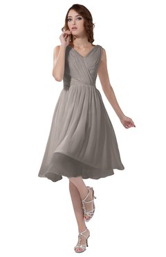 ColsBM Alexis Fawn Simple A-line V-neck Zipper Knee Length Ruching Party Dresses