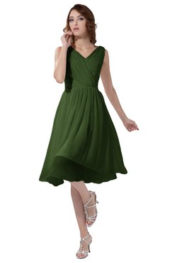ColsBM Alexis Garden Green Simple A-line V-neck Zipper Knee Length Ruching Party Dresses