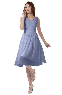 ColsBM Alexis Lavender Simple A-line V-neck Zipper Knee Length Ruching Party Dresses