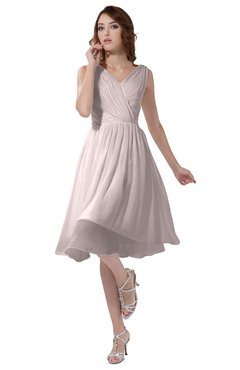 ColsBM Alexis Light Pink Simple A-line V-neck Zipper Knee Length Ruching Party Dresses