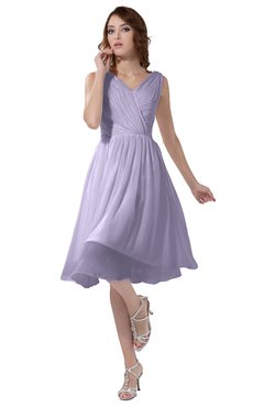 ColsBM Alexis Light Purple Simple A-line V-neck Zipper Knee Length Ruching Party Dresses