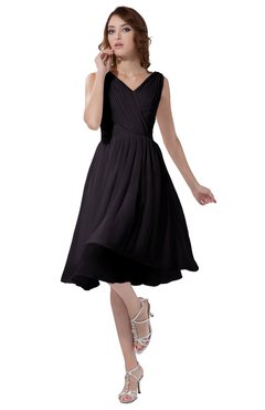ColsBM Alexis Perfect Plum Simple A-line V-neck Zipper Knee Length Ruching Party Dresses