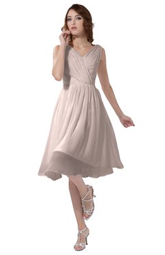 ColsBM Alexis Silver Peony Simple A-line V-neck Zipper Knee Length Ruching Party Dresses