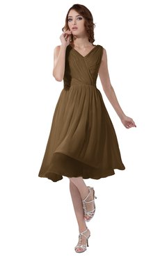 ColsBM Alexis Truffle Simple A-line V-neck Zipper Knee Length Ruching Party Dresses