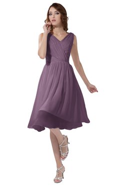 ColsBM Alexis Valerian Simple A-line V-neck Zipper Knee Length Ruching Party Dresses