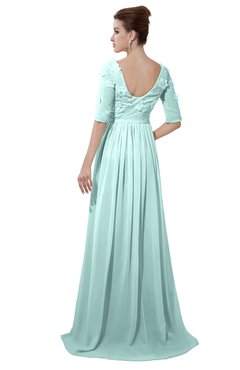 ColsBM Emily Blue Glass Casual A-line Sabrina Elbow Length Sleeve Backless Beaded Bridesmaid Dresses