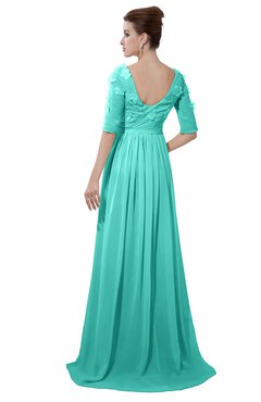 ColsBM Emily Blue Turquoise Casual A-line Sabrina Elbow Length Sleeve Backless Beaded Bridesmaid Dresses