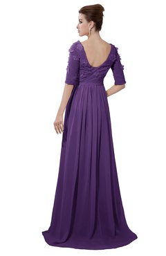 ColsBM Emily Dark Purple Casual A-line Sabrina Elbow Length Sleeve Backless Beaded Bridesmaid Dresses